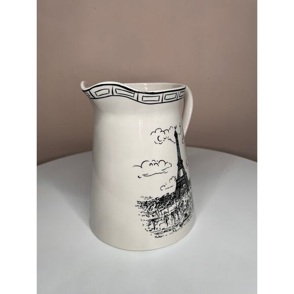 MIKASA Parisian Scenes 64 Oz Pitcher Eiffel Tower Moulin Rouge KT534 - Picture 3 of 7